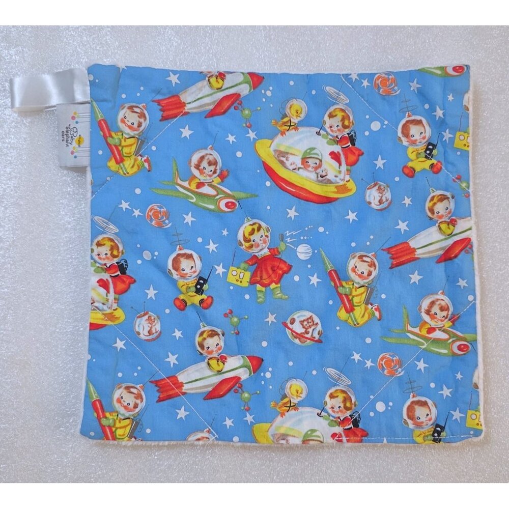 Original Baby Elephant Ears Outer Space Astronaut Retro Blanket Textured 10x11